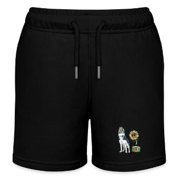 Sonnenblume Herz Peace Hund Hunde Frieden Trommel - Kinder Organic Joggingshorts Mini Bolter von Stanley/Stella - Schwarz - Vorne