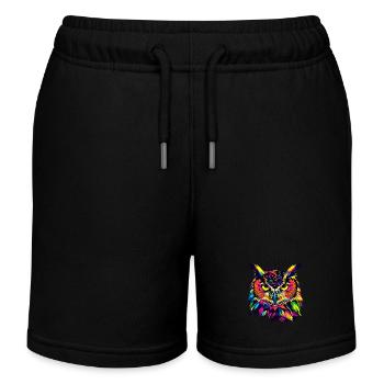 Owl Colorful Rainbow Colors Pop Art Owl Eagle Owl Owls - Kids Organic Sweat Shorts by Stanley/Stella - black - Front