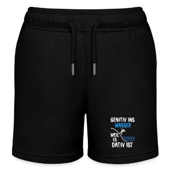 Genitiv ins Wasser weil es Dativ ist Spruch - Kinder Organic Joggingshorts Mini Bolter von Stanley/Stella - Schwarz - Vorne