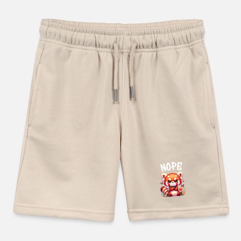 Red Panda Funny Saying Nope Fire Fox Kids Organic Sweat Shorts by Stanley/Stella
