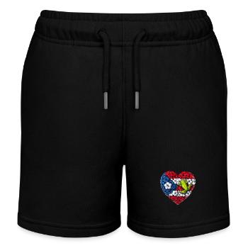 Puerto Rico Flowers Heart - Kids Organic Sweat Shorts by Stanley/Stella - black - Front