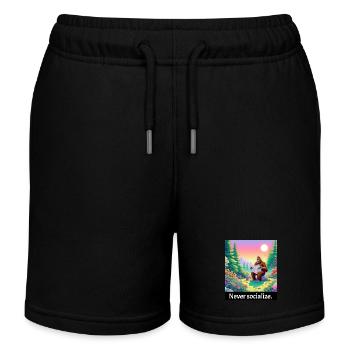 Never socialize - lustiger bigfoot - Kinder Organic Joggingshorts Mini Bolter von Stanley/Stella - Schwarz - Vorne