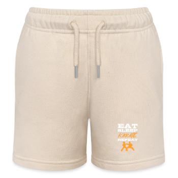 Karate Self-Defense Martial Arts - Kids Organic Sweat Shorts by Stanley/Stella - soft Ecru - Front