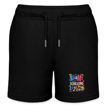 Einschulung Bagger Schulanfänger 2026 - Kinder Organic Joggingshorts Mini Bolter von Stanley/Stella - Schwarz - Vorne