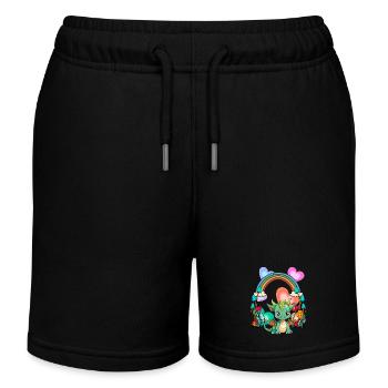 Rainbow Dragon Dragon Mythical Creature Child - Kids Organic Sweat Shorts by Stanley/Stella - black - Front