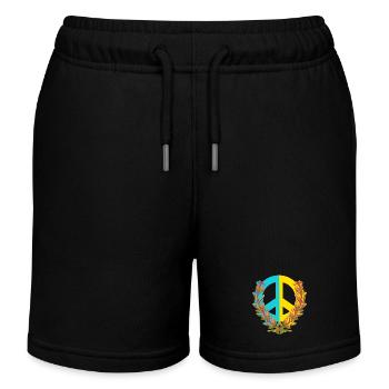 Peace Peace Ukraine Roses Flowers Peace Sign - Kids Organic Sweat Shorts by Stanley/Stella - black - Front