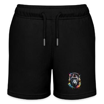 Gorilla Headphones Monkey Coloré Animal Design Print - Short de jogging enfant bio Stanley/Stella - noir - Devant