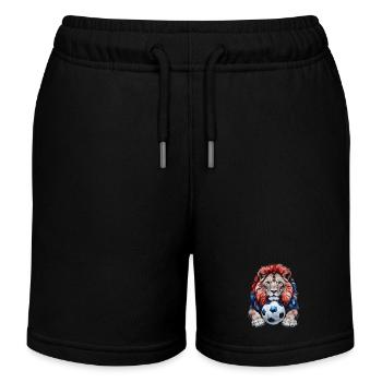Lion Football Croatie coloré Animal Design Print - Short de jogging enfant bio Stanley/Stella - noir - Devant