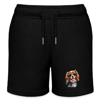 Cavalier King Charles Spaniel Sonnenbrille Hund - Kinder Organic Joggingshorts Mini Bolter von Stanley/Stella - Schwarz - Vorne