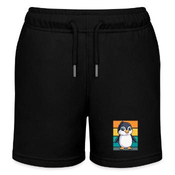 Penguin Retro - Kids Organic Sweat Shorts by Stanley/Stella - black - Front
