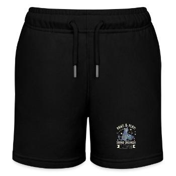 Katze am Mischpult - Sound Engineer - Kinder Organic Joggingshorts Mini Bolter von Stanley/Stella - Schwarz - Vorne