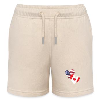 USA Canada Heart Country Flag American Canadian - Kinder Organic Joggingshorts Mini Bolter von Stanley/Stella - Natur - Vorne
