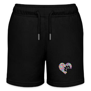 Colorful Paw Heart Fun Animal Pawprint Veterinary - Kids Organic Sweat Shorts by Stanley/Stella - black - Front