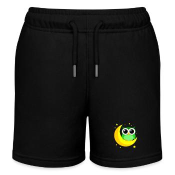 Grüne Eule Auf Mond Cartoon Raubvogel Nachtaktiv - Kinder Organic Joggingshorts Mini Bolter von Stanley/Stella - Schwarz - Vorne