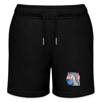Einhorn Einhörner Fabelwesen Fabeltiere Kind Pferd - Kinder Organic Joggingshorts Mini Bolter von Stanley/Stella - Schwarz - Vorne