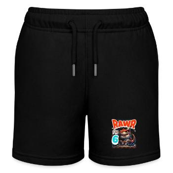 6ème anniversaire Rawr T Rex Dinosaure - Short de jogging enfant bio Stanley/Stella - noir - Devant