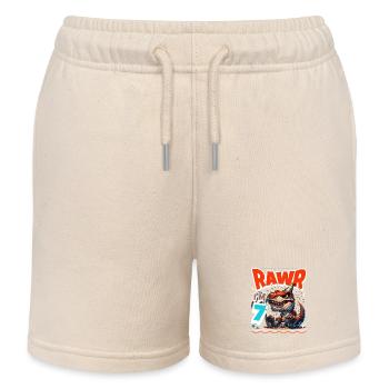 7ème anniversaire Rawr T Rex Dinosaure - Short de jogging enfant bio Stanley/Stella - écru doux - Devant