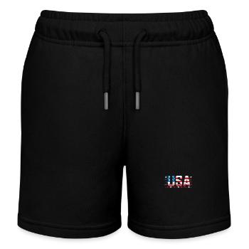 Independence Day Design Red White Blue United States Flag - Kids Organic Sweat Shorts by Stanley/Stella - black - Front