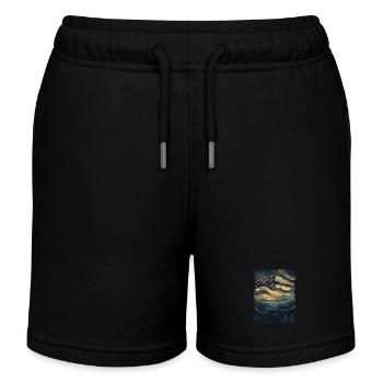American Flag United States Woods Vintage Retro - Kids Organic Sweat Shorts by Stanley/Stella - black - Front