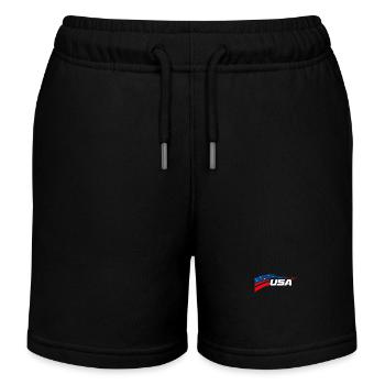 Patriotic United States Logo Design Blue Red White - Kids Organic Sweat Shorts by Stanley/Stella - black - Front