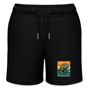 Iguane rétro - Short de jogging enfant bio Stanley/Stella - noir - Devant