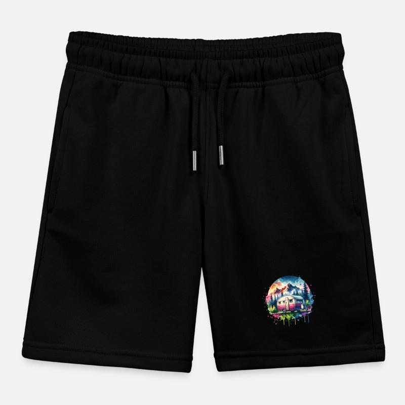 Camping Caravan Kids Organic Sweat Shorts by Stanley/Stella