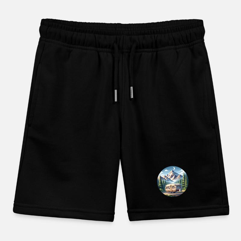 Camping Camper Caravan Kids Organic Sweat Shorts by Stanley/Stella