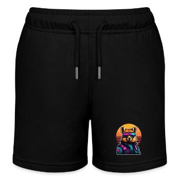 Quokka with hamster cheeks in the sunset - Kids Organic Sweat Shorts by Stanley/Stella - black - Front