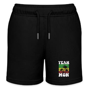 yes Mon Jamaican Vintage Sunset Jamaica Vacation - Kids Organic Sweat Shorts by Stanley/Stella - black - Front