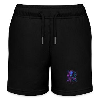 Außerirdischer DJ Alien Festival mit Kopfhörer UFO - Kinder Organic Joggingshorts Mini Bolter von Stanley/Stella - Schwarz - Vorne