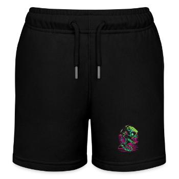 Außerirdischer DJ mit Kopfhörer Festival Alien UFO - Kinder Organic Joggingshorts Mini Bolter von Stanley/Stella - Schwarz - Vorne