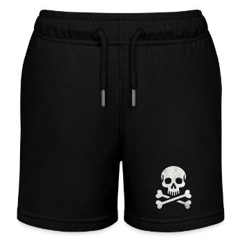 Skull Crossbones Skeleton Pirate - Kids Organic Sweat Shorts by Stanley/Stella - black - Front