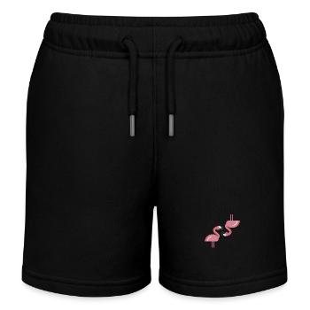 Flamingo Heads Upside Down Cute Pink Bird Lovers - Kids Organic Sweat Shorts by Stanley/Stella - black - Front