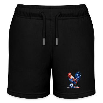 Coq Football Coloré France Animal Design Imprimer - Short de jogging enfant bio Stanley/Stella - noir - Devant