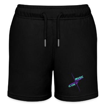 Music is Life Puls Heartbeat Music Fréquence Paroles - Short de jogging enfant bio Stanley/Stella - noir - Devant