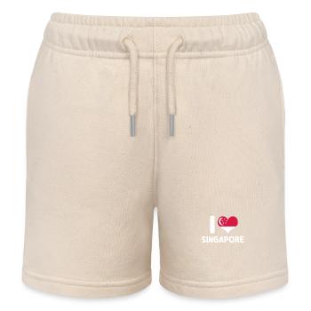 I love Singapore - Kids Organic Sweat Shorts by Stanley/Stella - soft Ecru - Front