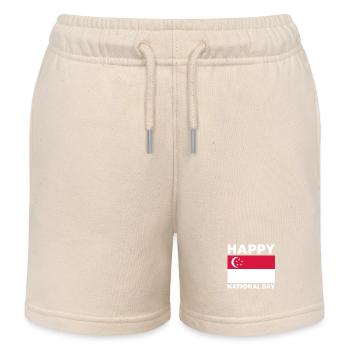 Singapore National Day - Kids Organic Sweat Shorts by Stanley/Stella - soft Ecru - Front