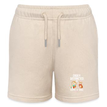 Sloth, laziness, lazy, morning grouch - Kids Organic Sweat Shorts by Stanley/Stella - soft Ecru - Front