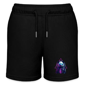 Retro Panda 80s Lederjacke Neonfarben - Kinder Organic Joggingshorts Mini Bolter von Stanley/Stella - Schwarz - Vorne