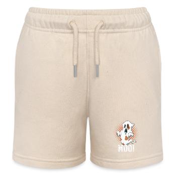 Moo Cow Print Halloween Ghost Cow Lovers - Kids Organic Sweat Shorts by Stanley/Stella - soft Ecru - Front