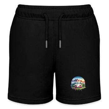 Camping Camper Wohnwagen - Kinder Organic Joggingshorts Mini Bolter von Stanley/Stella - Schwarz - Vorne