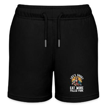 Pulled Pork BBQ Life's Short Eat More Grilled Meat - Kids Organic Sweat Shorts by Stanley/Stella - black - Front