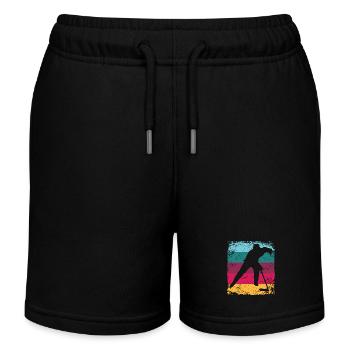 Eishockeyspieler Vintage Eishockey - Kinder Organic Joggingshorts Mini Bolter von Stanley/Stella - Schwarz - Vorne