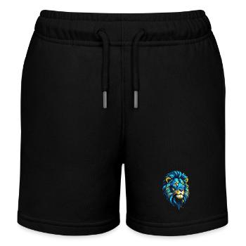 Tête Lion or et bleu - Short de jogging enfant bio Stanley/Stella - noir - Devant