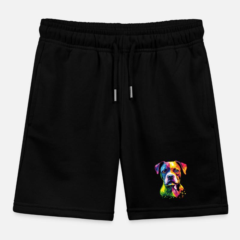 Deutscher Boxer Popart Regenbogen Bunter Boxer Kinder Organic Joggingshorts Mini Bolter von Stanley/Stella