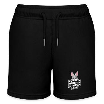 Hase Hasen Kaninchen Haustier - Kinder Organic Joggingshorts Mini Bolter von Stanley/Stella - Schwarz - Vorne