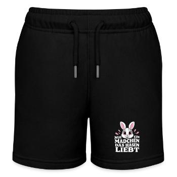 Hase Hasen Kaninchen Haustier - Kinder Organic Joggingshorts Mini Bolter von Stanley/Stella - Schwarz - Vorne