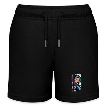 Frau cyberpunk Geometrischer Manga rosa blau japan - Kinder Organic Joggingshorts Mini Bolter von Stanley/Stella - Schwarz - Vorne