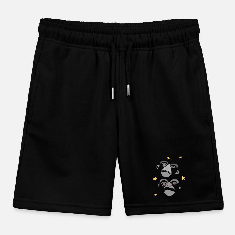 Two monkey faces screaming Kids Organic Sweat Shorts by Stanley/Stella