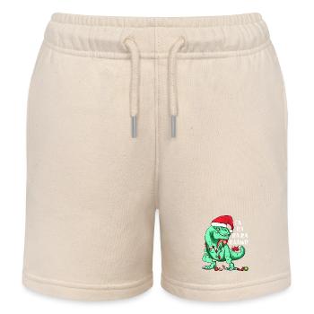 Drôle de T-Rex en chapeau de Père Noël FA RA RAWR Cadeau de Noël - Short de jogging enfant bio Stanley/Stella - écru doux - Devant